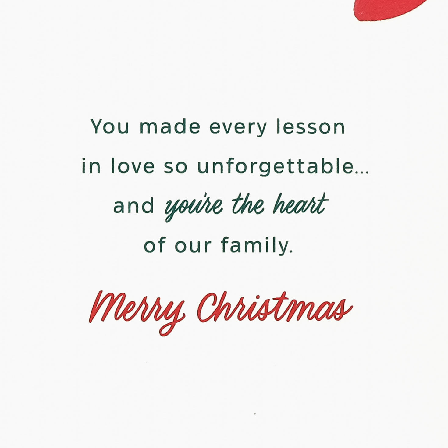 Red Floral on Green Christmas Card for Mom Sentiment image number 3