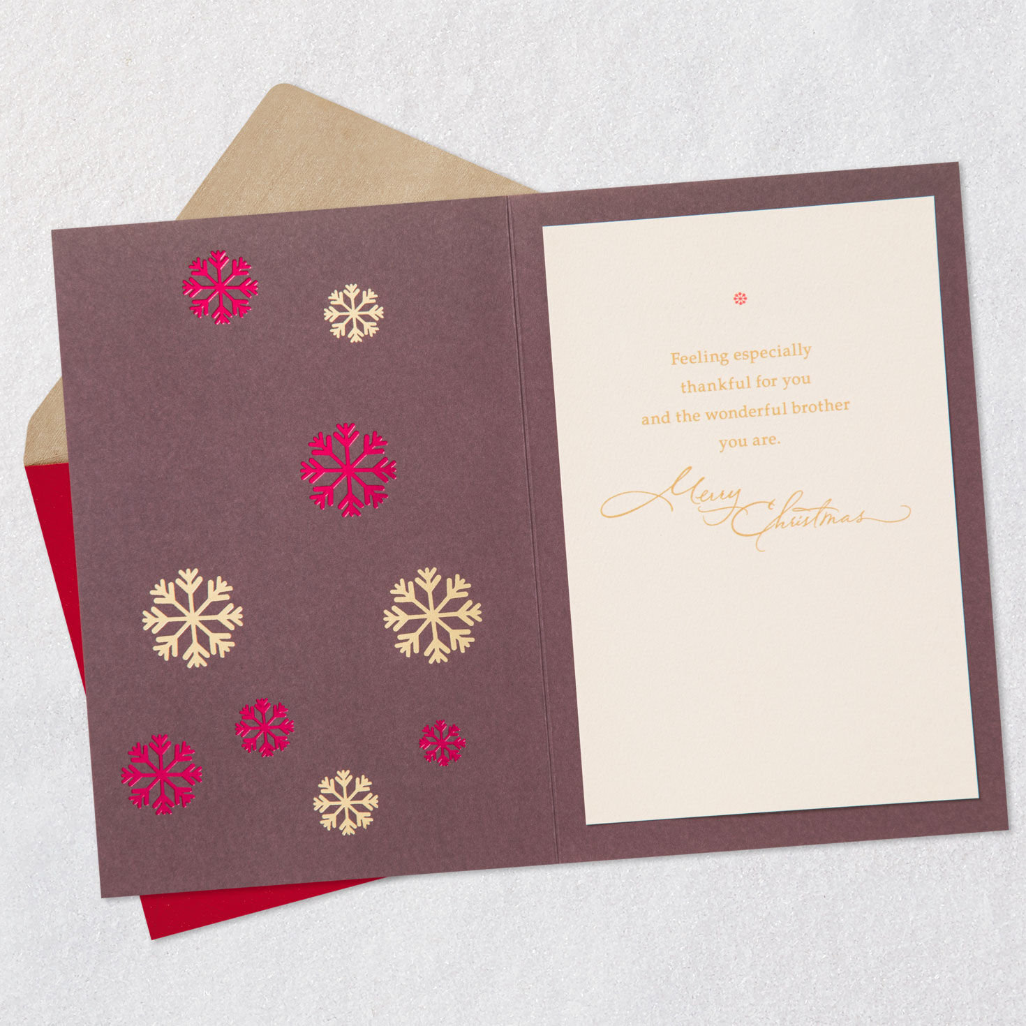 Gold Tree Christmas Card for Brother Open card with envelope image number 3