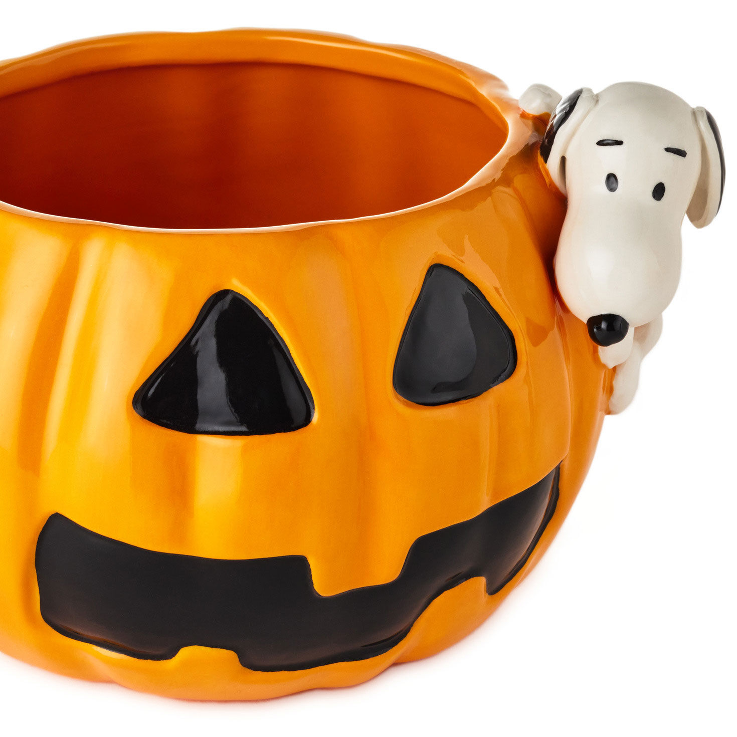 Jack-o'-Lantern Candy Dish With Sculpted Snoopy closeup detail image number 4