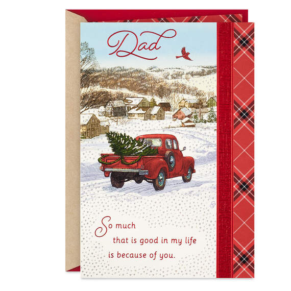 Vintage Red Truck Thankful for You Christmas Card for Dad