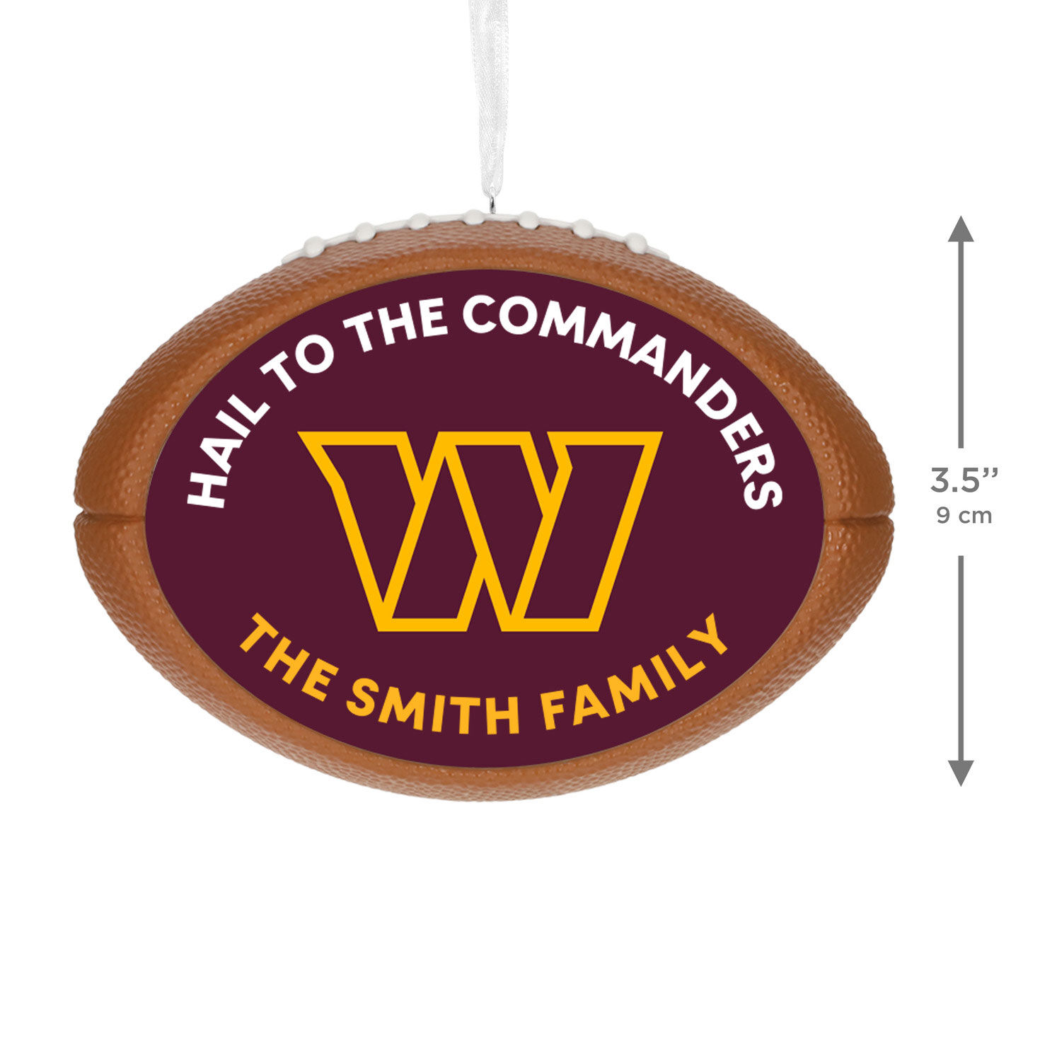 Commanders Football Personalized Text Ornament measurement image number 5