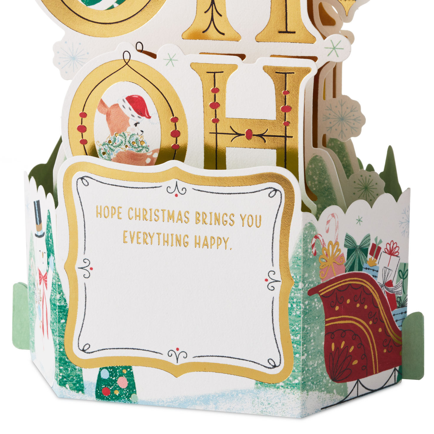 Vintage Ho, Ho, Ho Santa 3D Pop-Up Christmas Card, , large image number 3