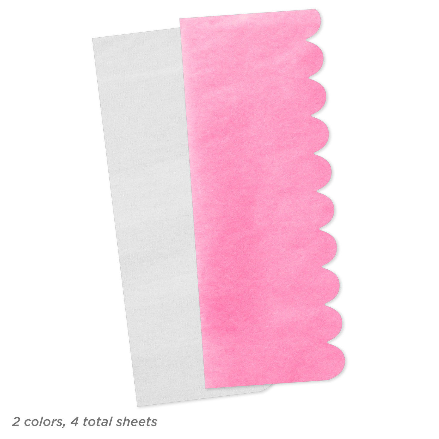 Scalloped Solid Pink and White 2-Pack Tissue Paper fan detail  image number 4