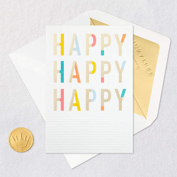 Happy Happy Happy Embossed Birthday Card, , large image number 5