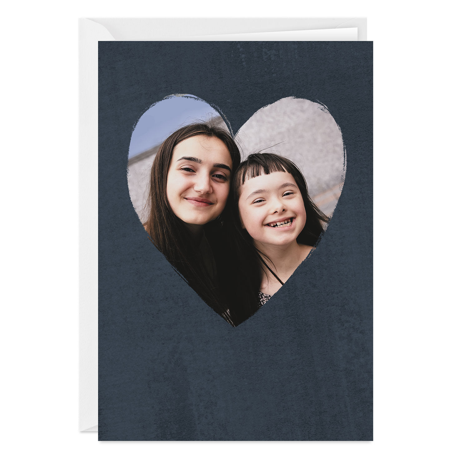 Personalized Navy Heart Frame Photo Card