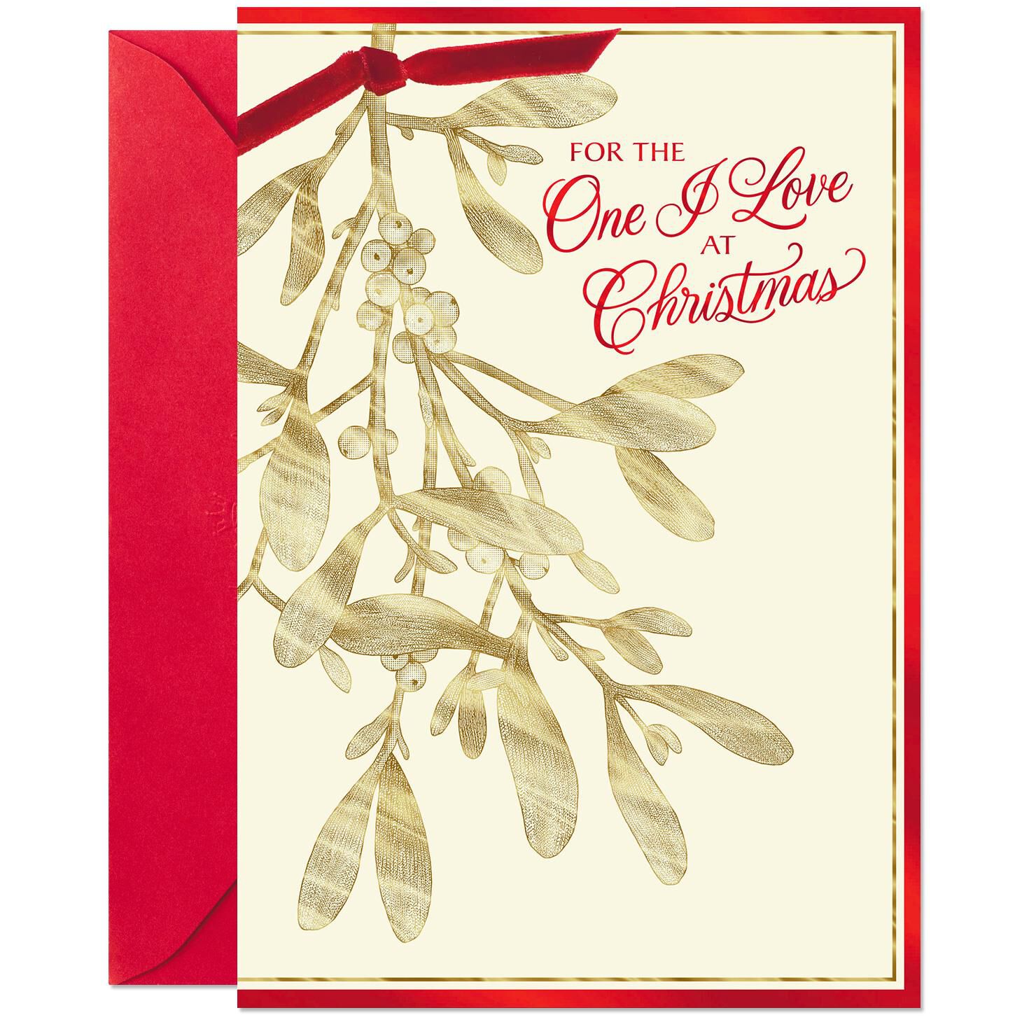 gold mistletoe romantic christmas card for the one i love greeting romantic christmas cards