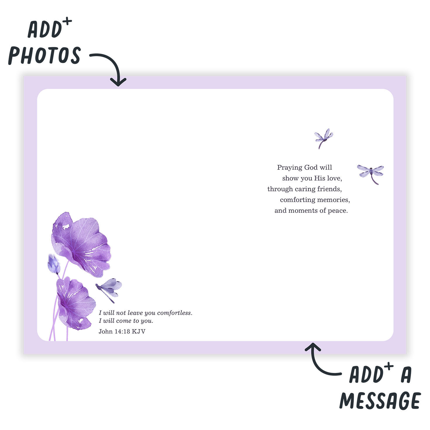 God's Love and Comfort Personalized Sympathy Card Open Card indicating personalization image number 3