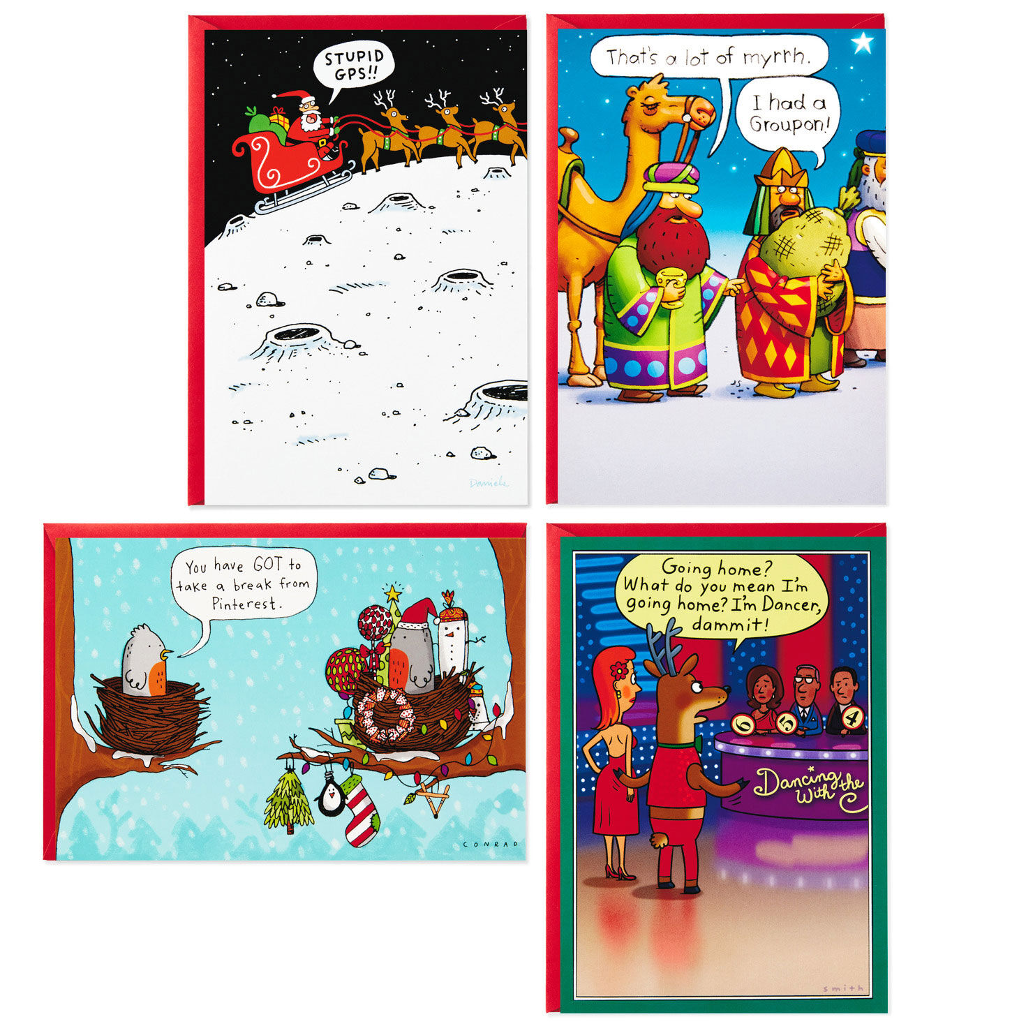 Modern Holidays Funny Assorted Boxed Christmas Cards, Pack of 24