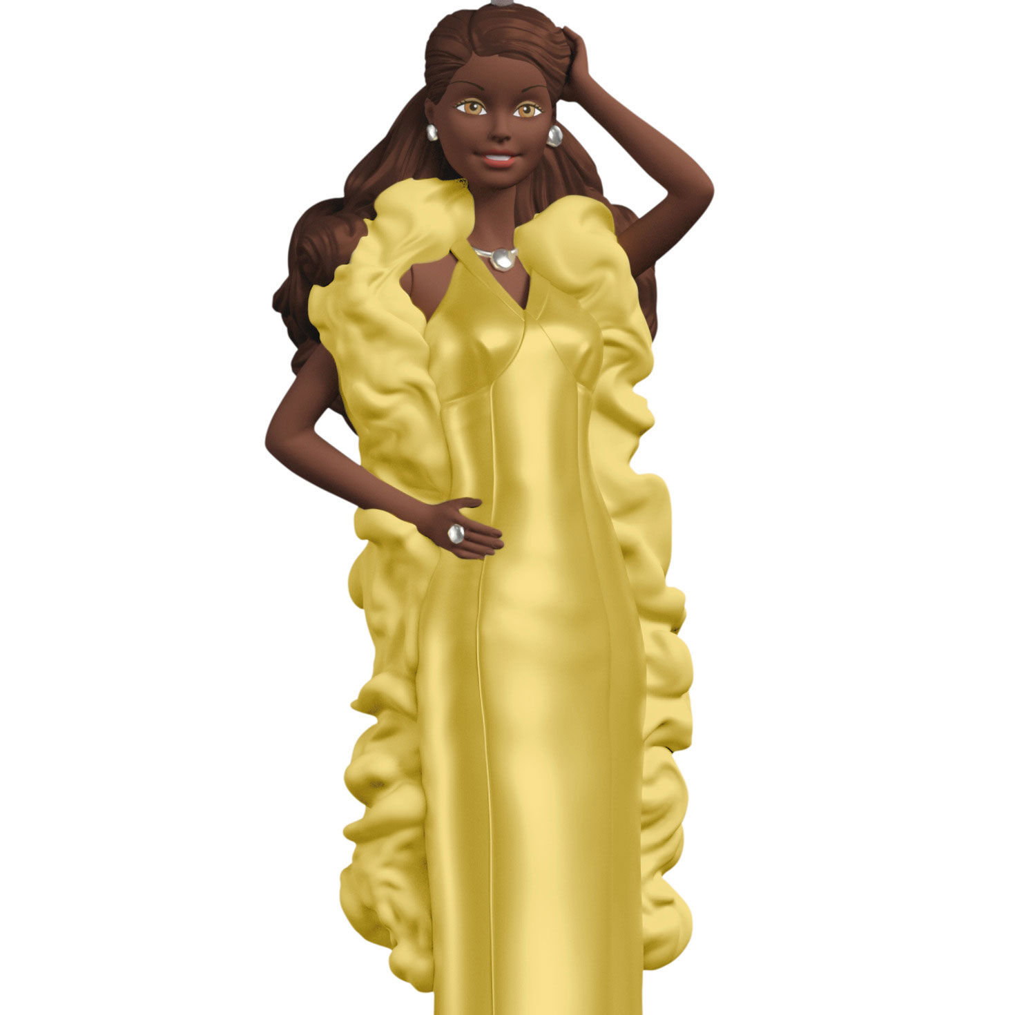 Pink and Yellow Barbie Dolls Keepsake Ornaments closeup view image number 5