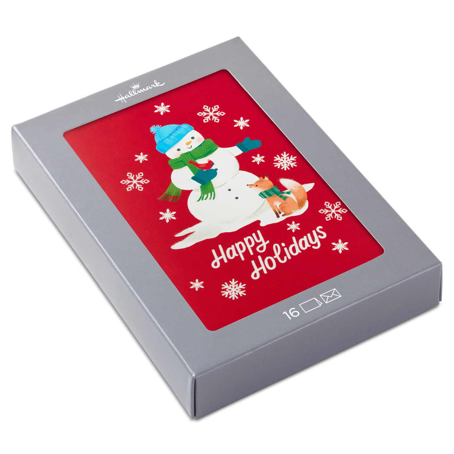 Snowman and Fox Boxed Christmas Cards, Pack of 16