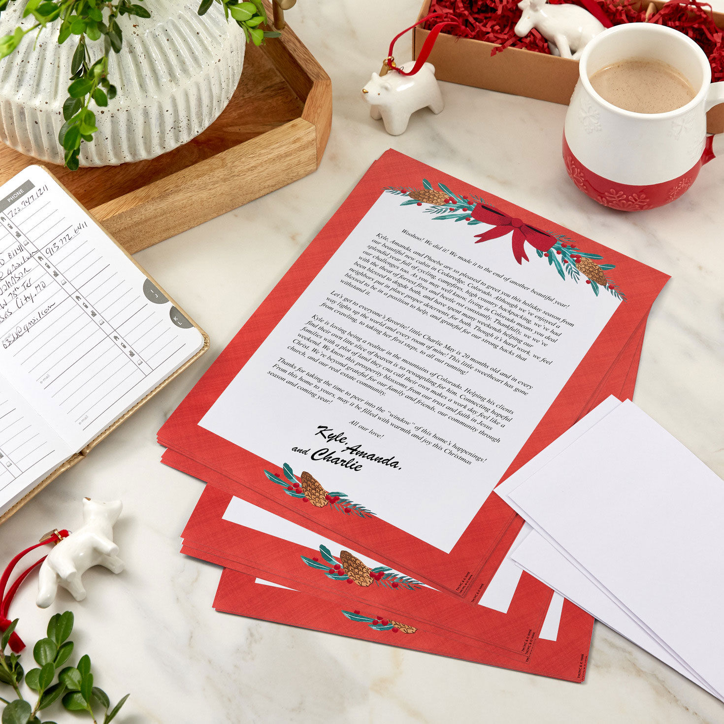 Pine Bows and Bow Stationery Paper Pack in use image number 4
