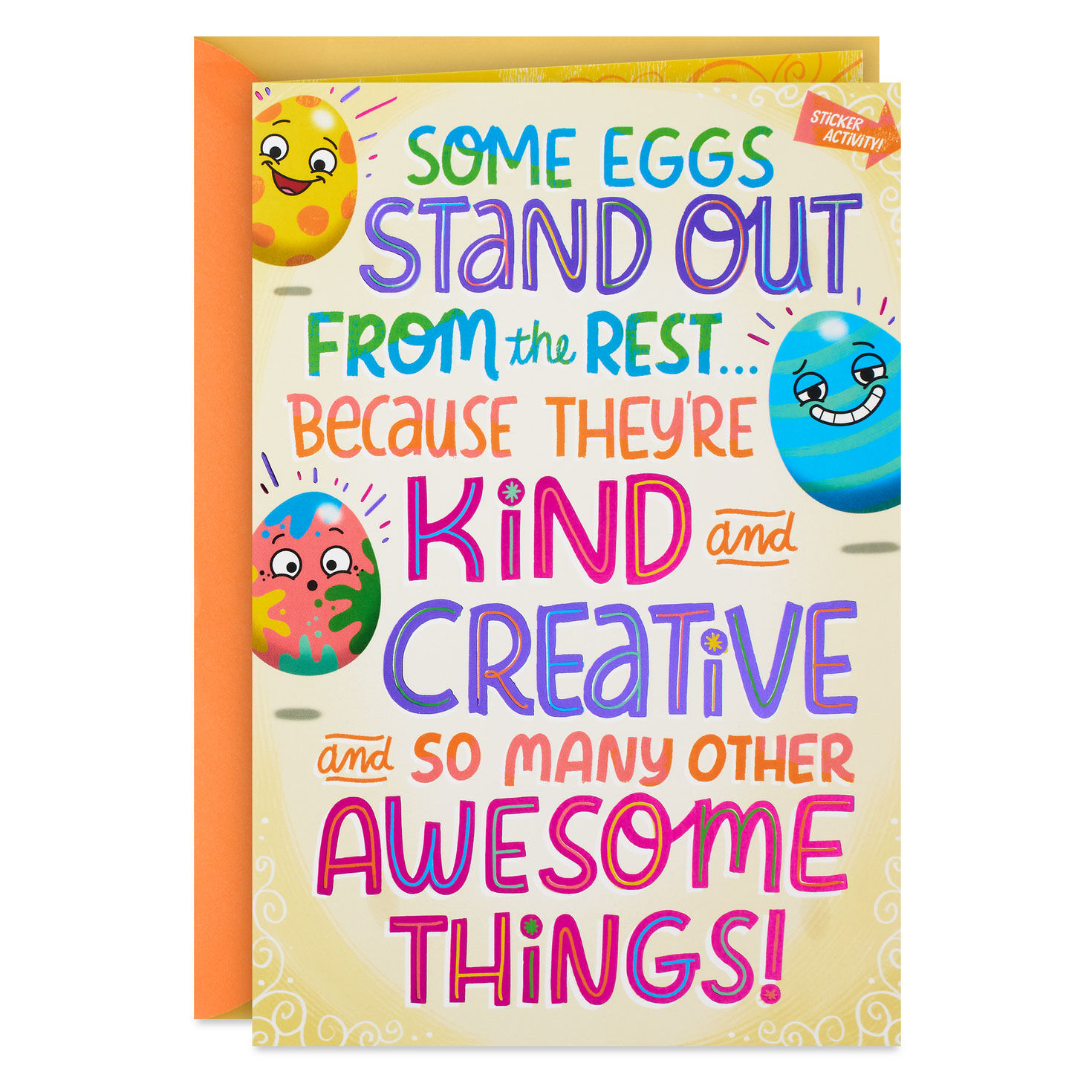 Some Eggs Stand Out Easter Card With Fun Faces Sticker Activity for Kids