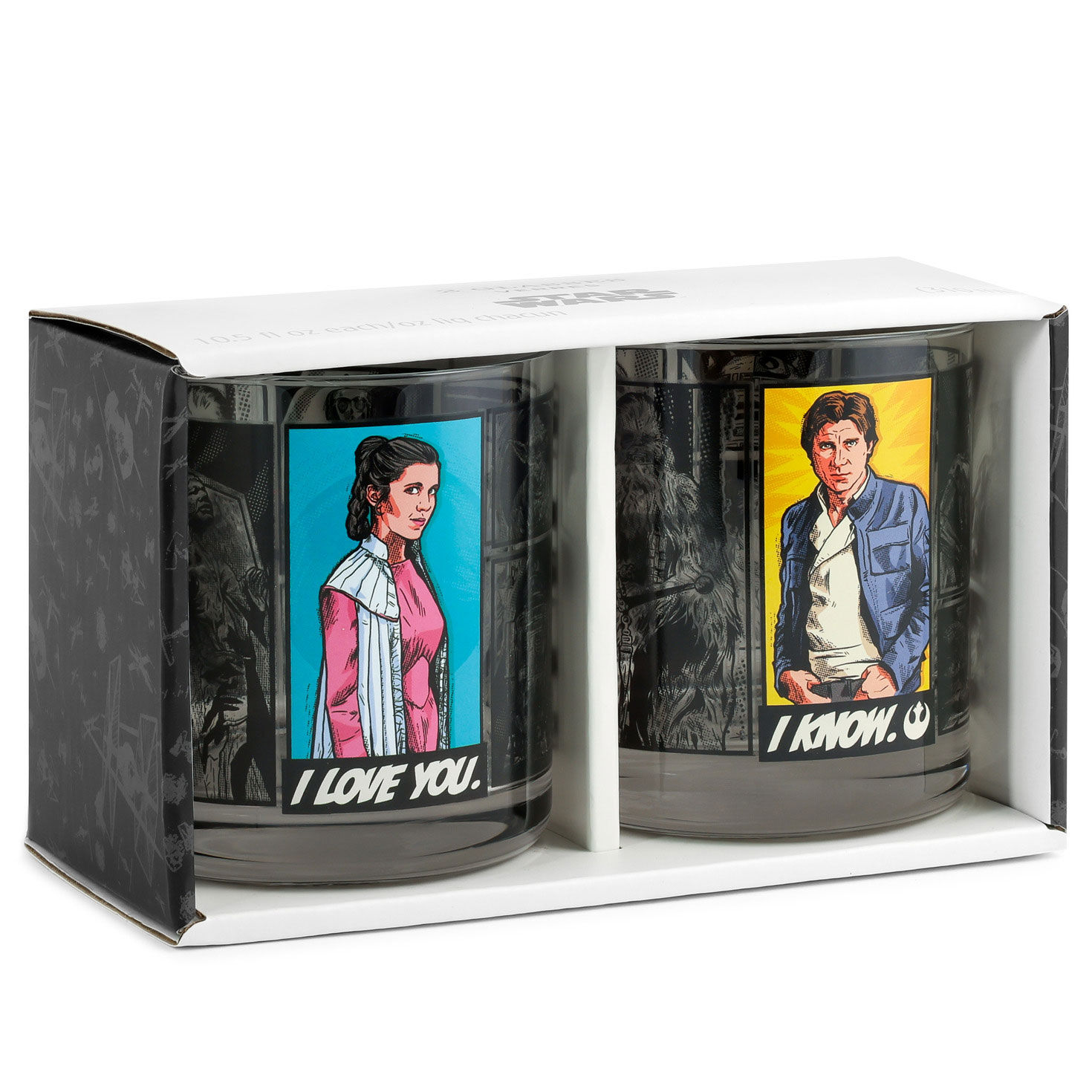 Star Wars Han and Leia Illustrated Rocks Glasses Set package front image number 5