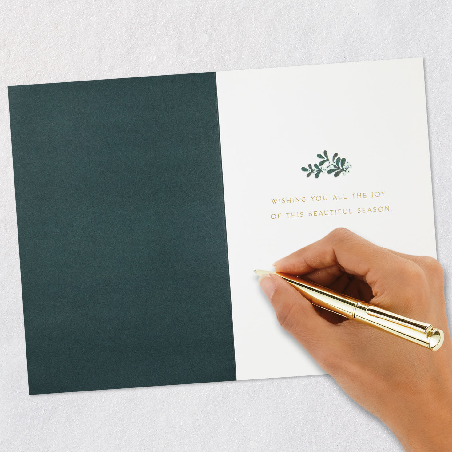Poinsettia Botanical Gold Foil Christmas Card signing card image number 6