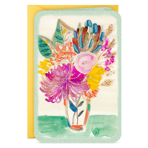 3.25" Mini Vase of Flowers Blank Card, 