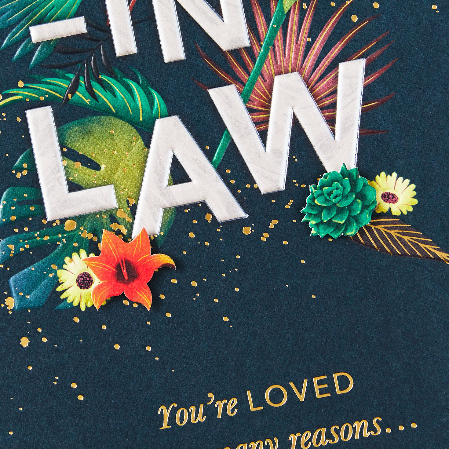 Tropical Flowers on Blue Son-in-Law Birthday Card Card Front Detail image number 5
