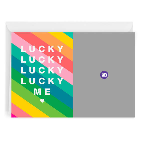 Personalized Lucky Me Rainbow Stripes Photo Card, , large image number 6