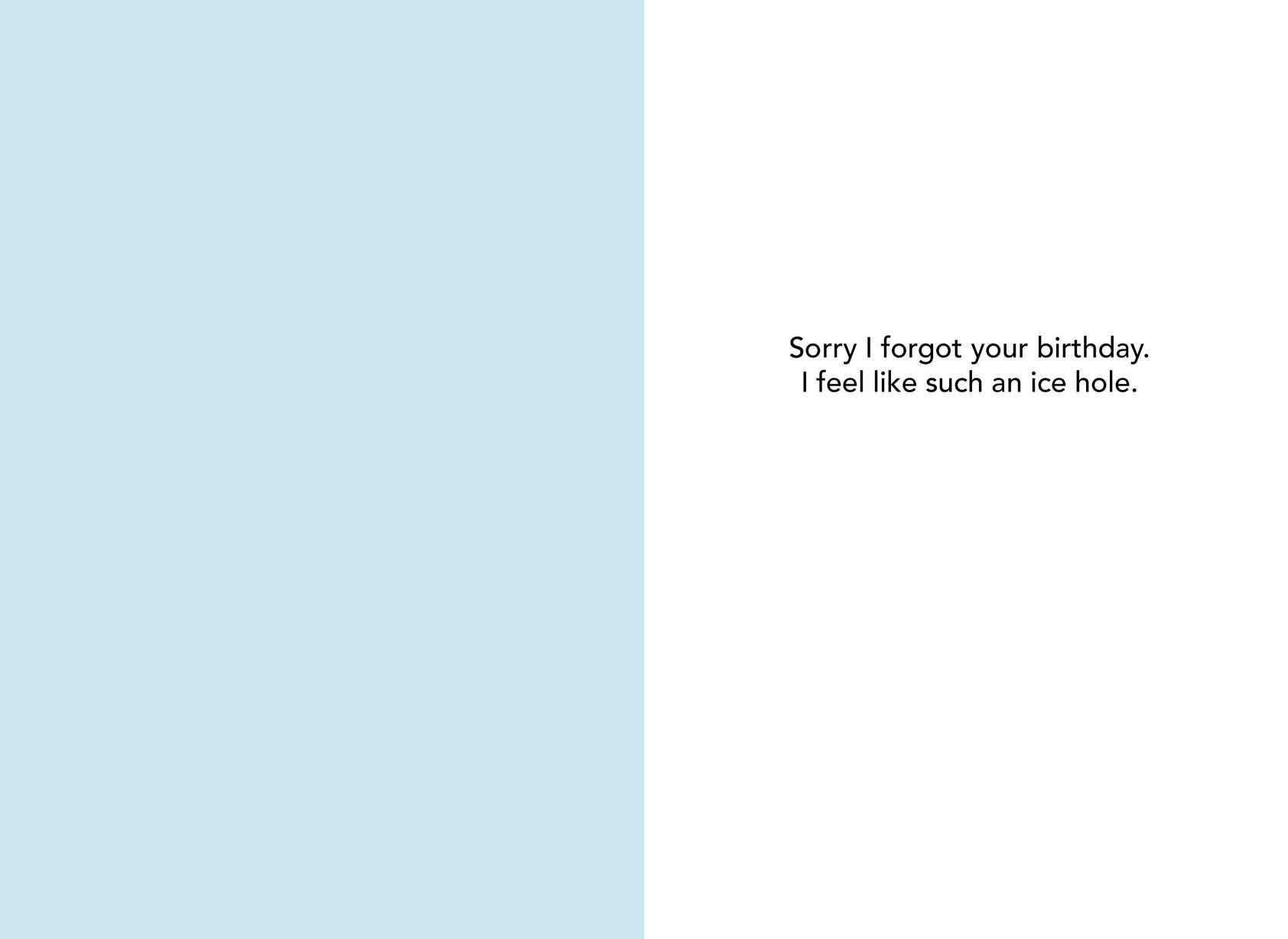 Polar Bear on Ice Hole Funny Belated Birthday Card