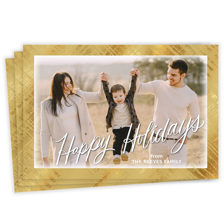 Frosted Gold Frame Flat Holiday Photo Card
