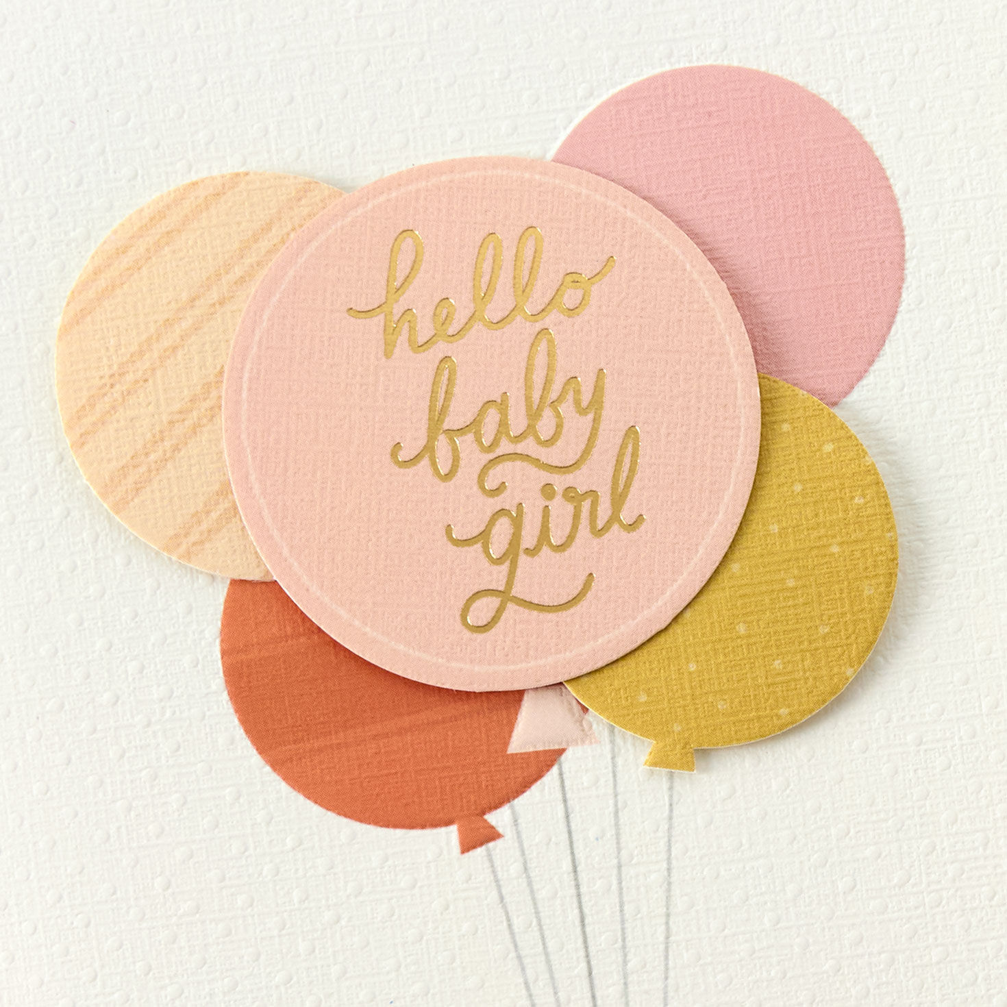 Pink and Coral Balloon Bouquet Baby Girl Card Card Cover Detail image number 4