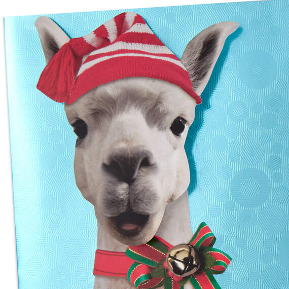 Caroling Llama Bobblehead Funny Musical Pop-Up Christmas Card, , large image number 4