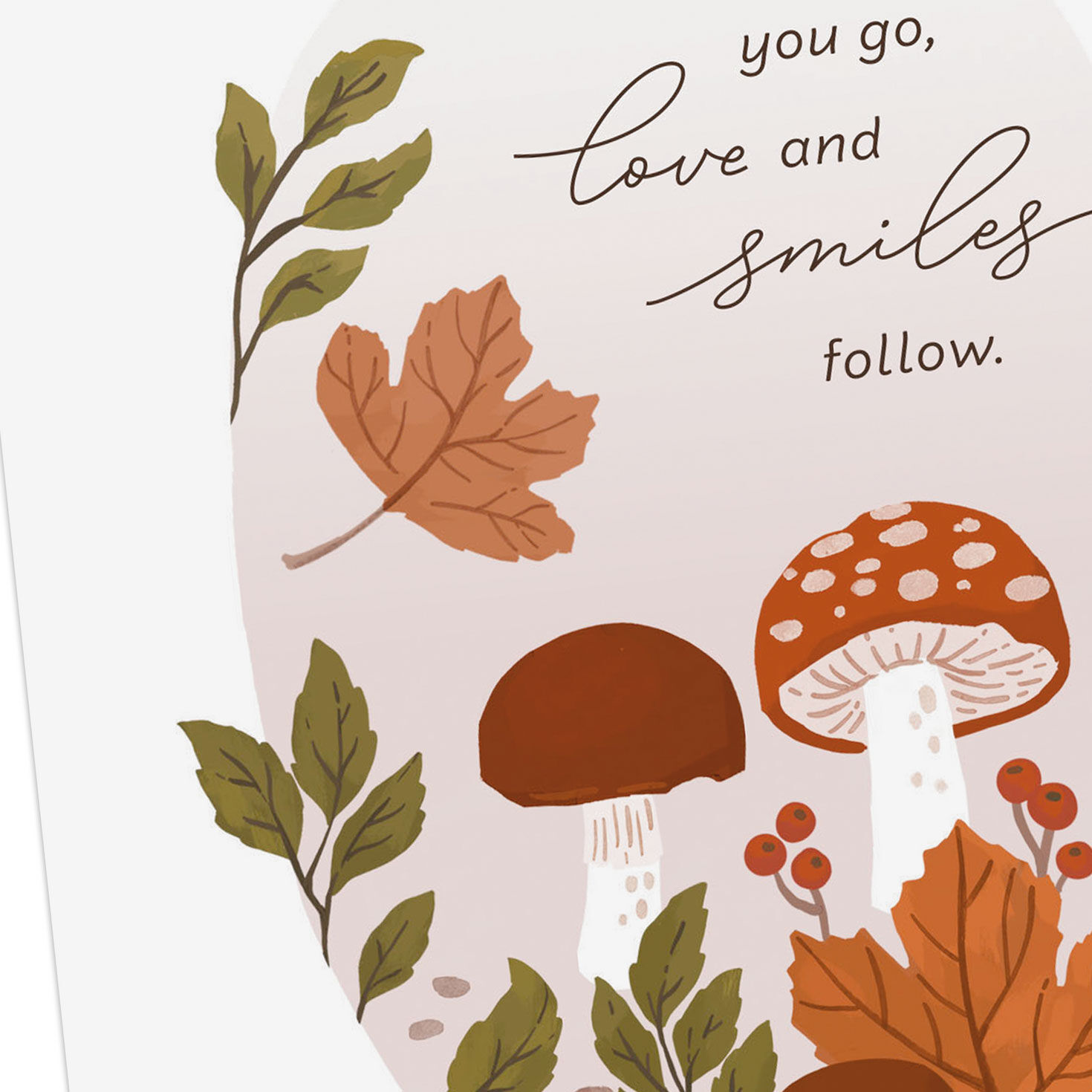 Mushrooms and Leaves Thanksgiving Card for Granddaughter Card Front Detail image number 4