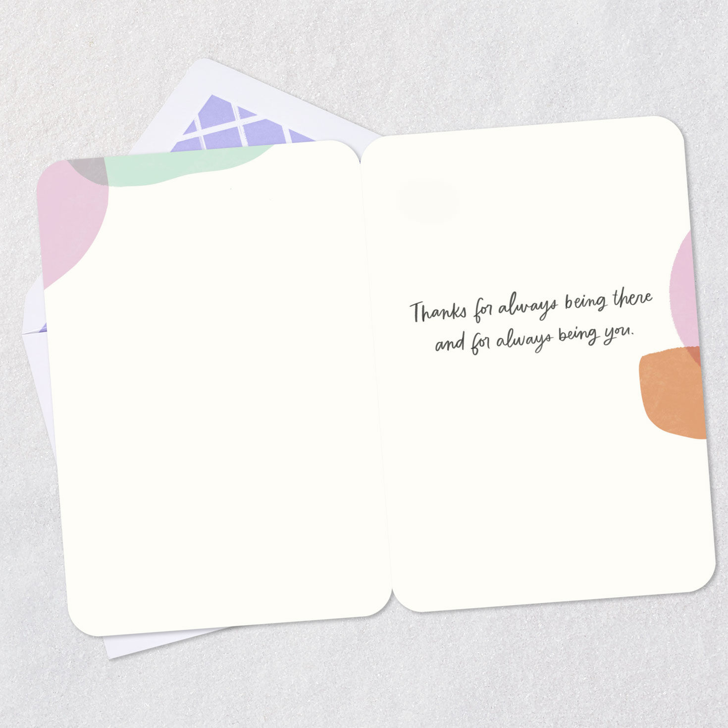 Pastel Abstract Shapes Thank You Card Open card with envelope image number 3