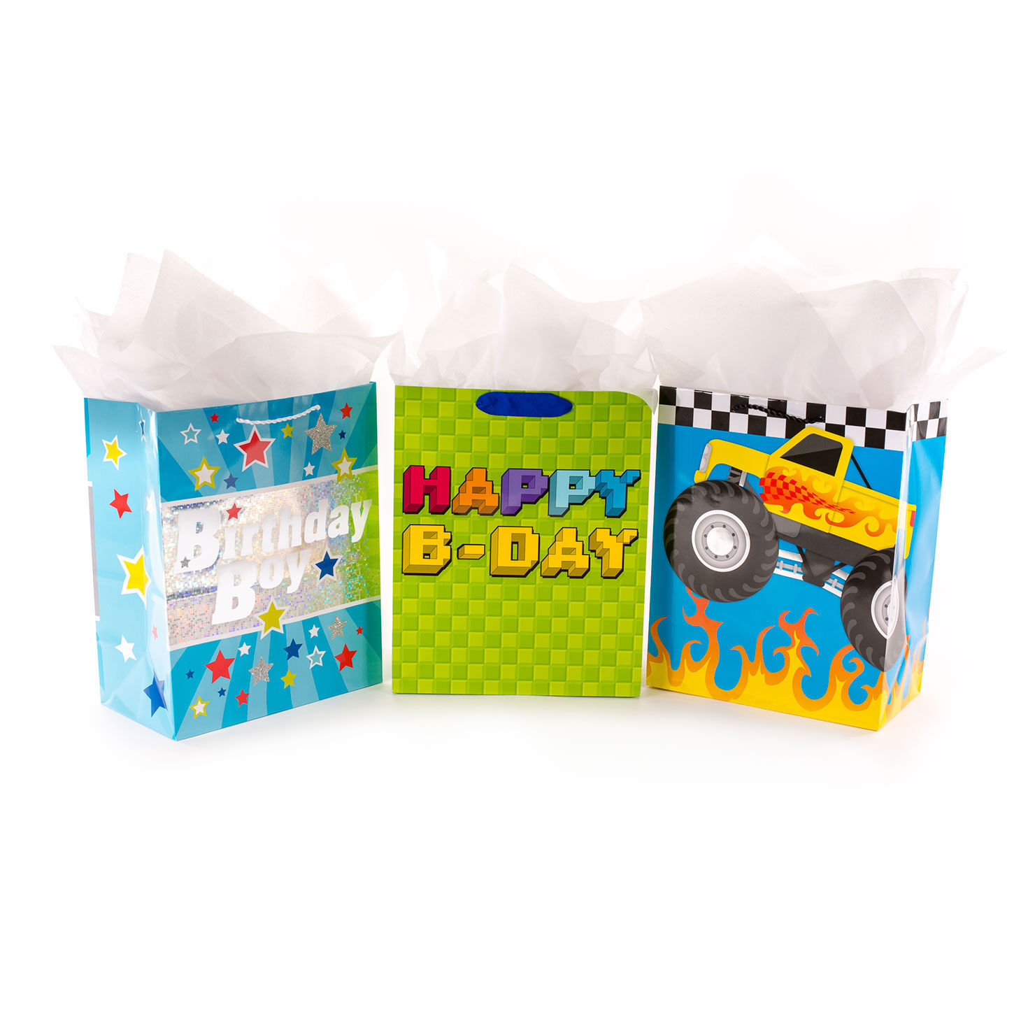 13" Birthday Boy Blast 3-Pack Large Gift Bag Bundle With Tissue Paper