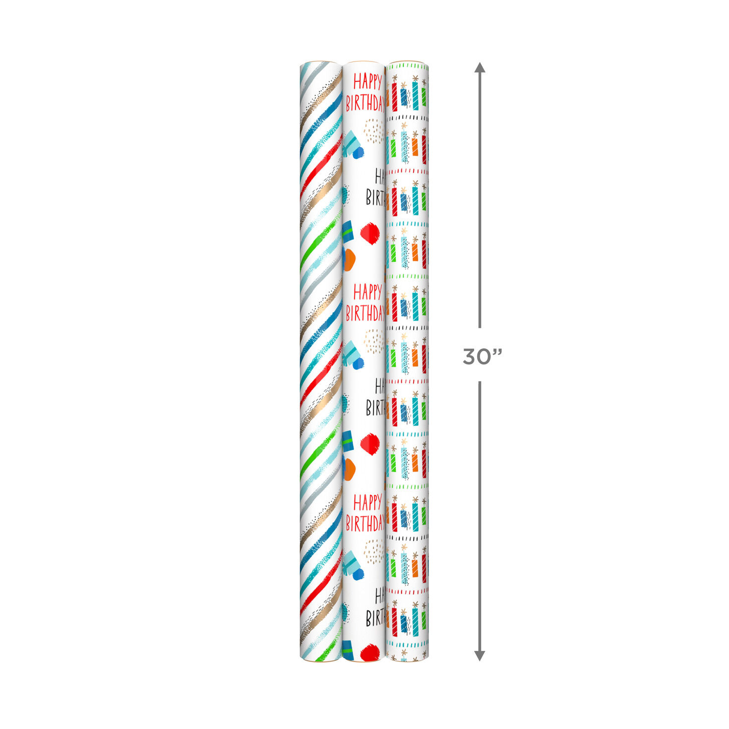 Assorted Colorful Birthday Wrapping Paper 3-Pack, 60 sq. ft., , large image number 9