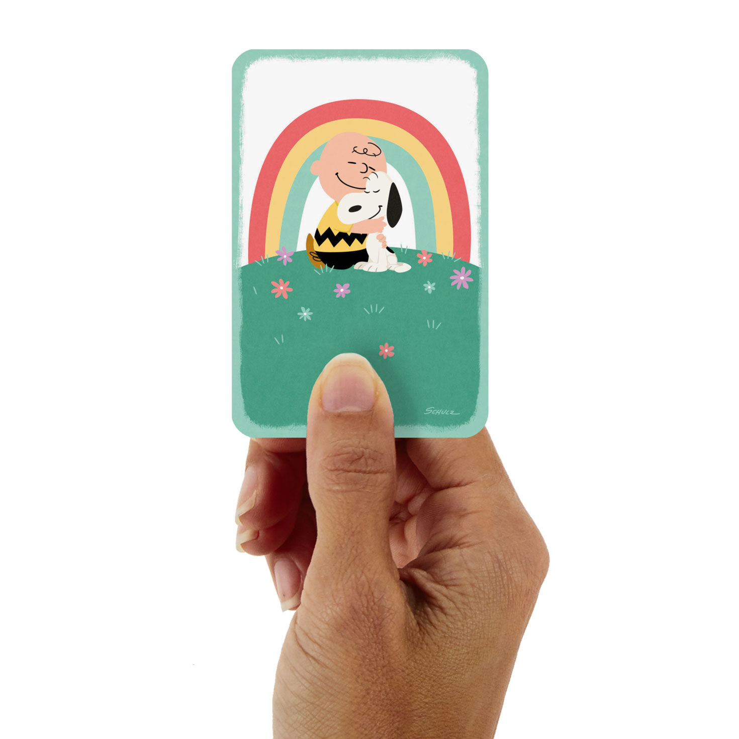 3.25" Mini Peanuts® Charlie Brown and Snoopy Hug Blank Card
