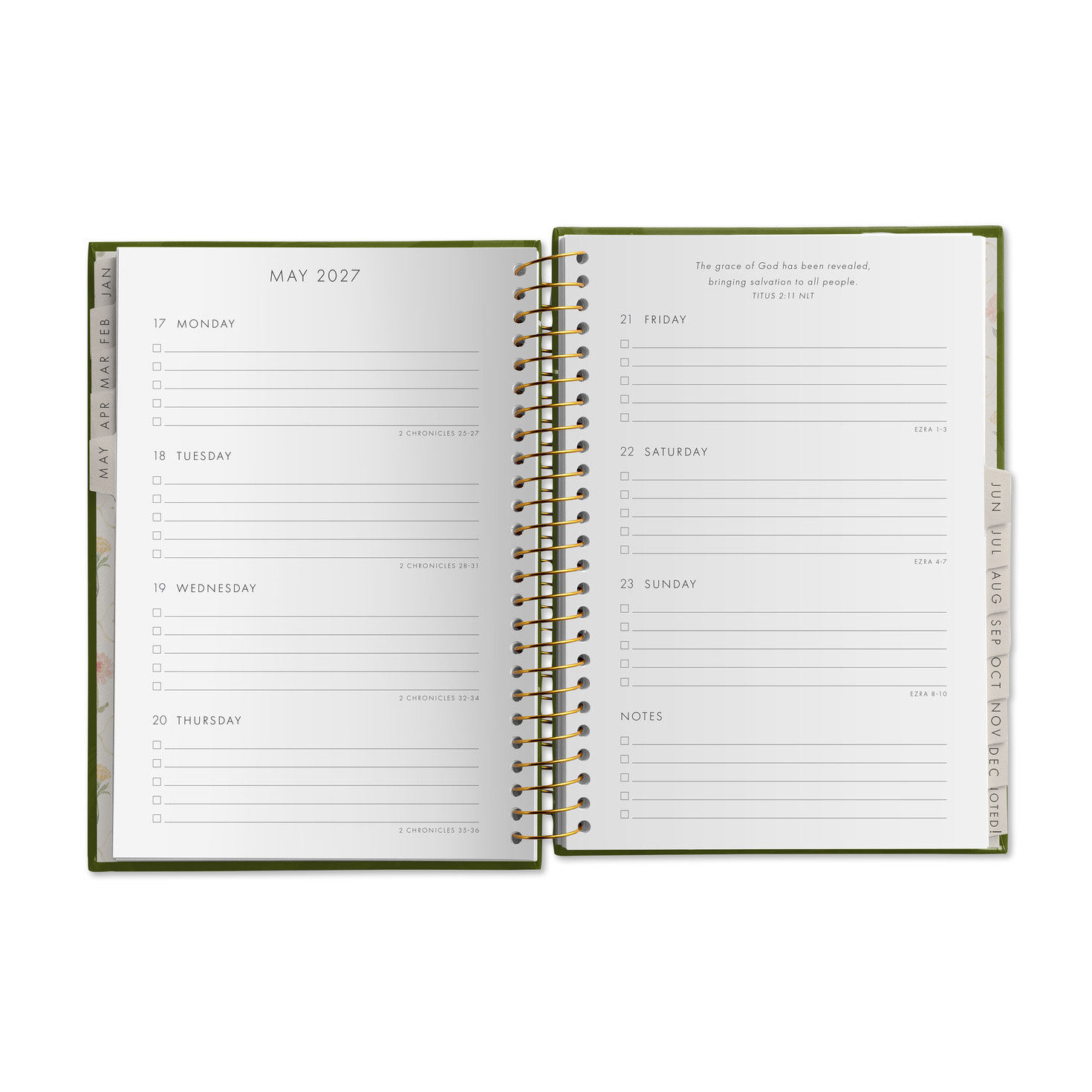 Green Floral Faith Medium 2027 12-Month Calendar inside spread image number 3