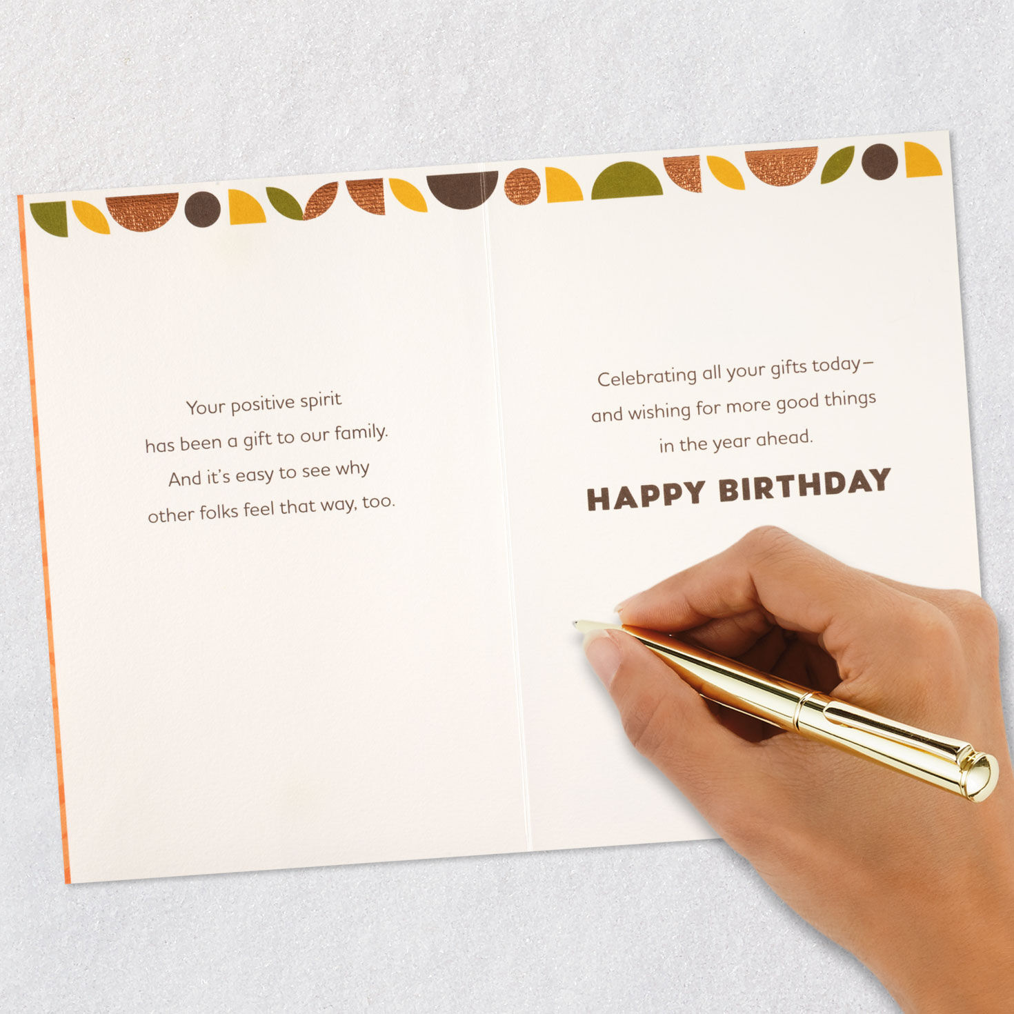 Abstract Orange Half Moons and Leaves Son Birthday Card Signing card image number 8