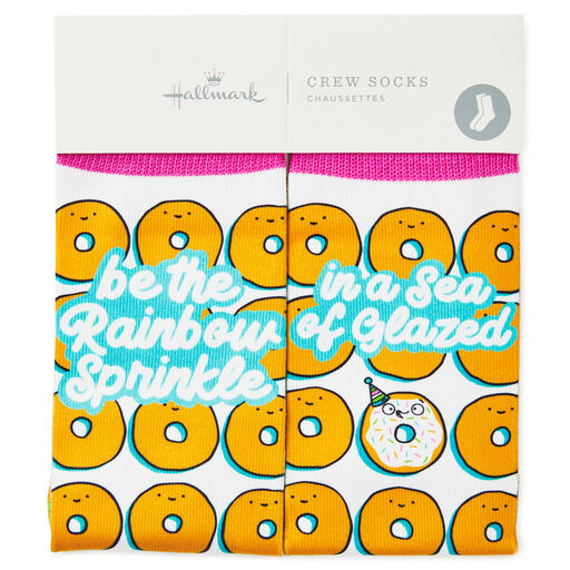Rainbow Sprinkle Donuts Fun Crew Socks, 