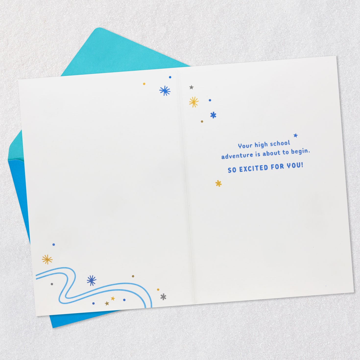 Fun Lettering Junior High School Graduation Card Open card with envelope image number 3