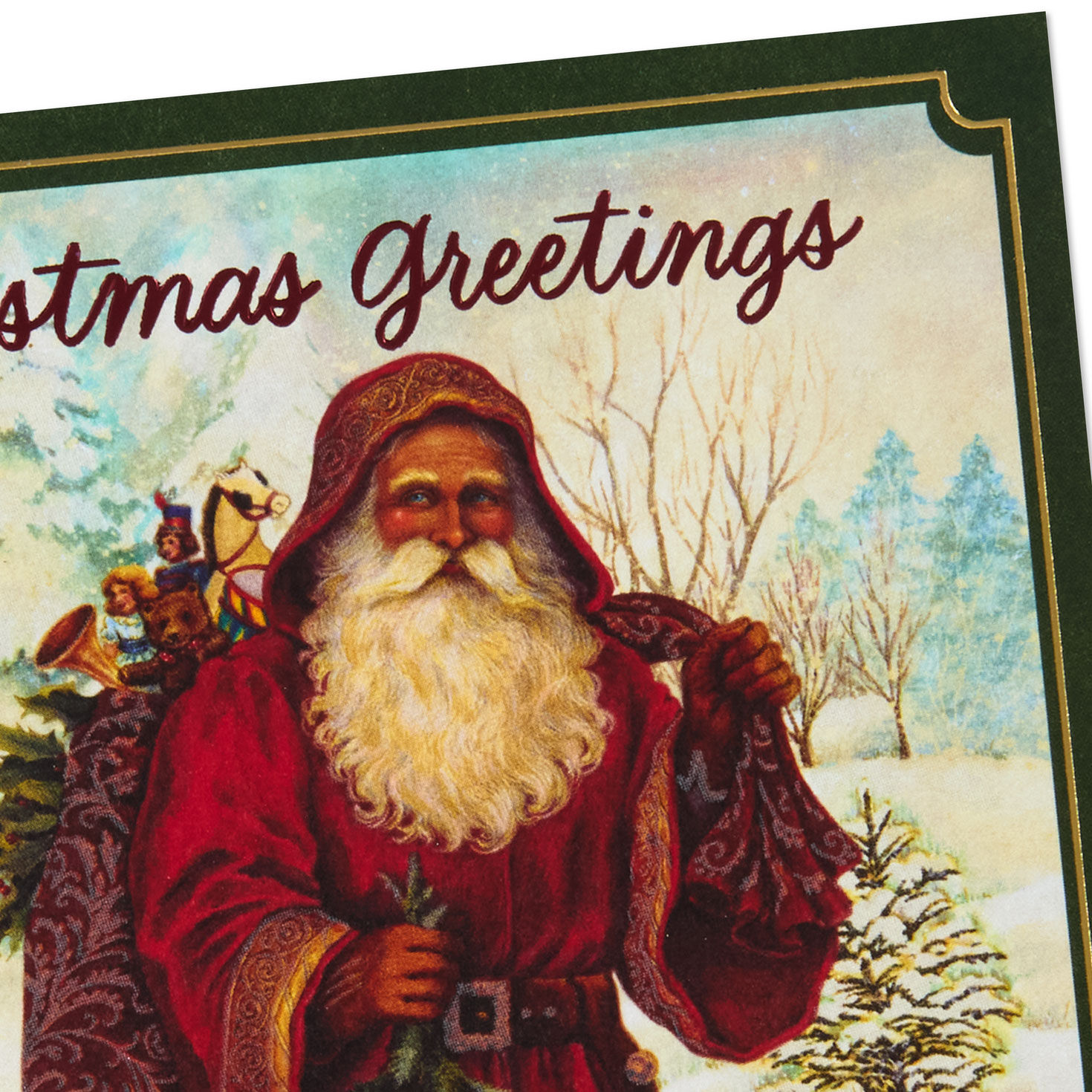 Traditional Santa in Snow Christmas Card Card Cover Detail image number 4