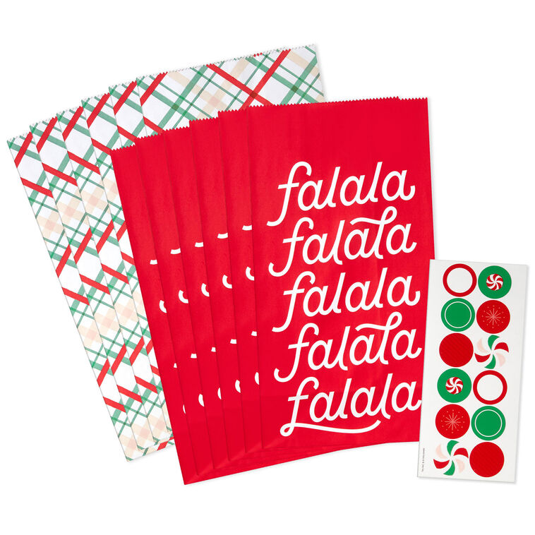 Plaid/Fa La La Christmas Goodie Bags With Stickers flat image number 6