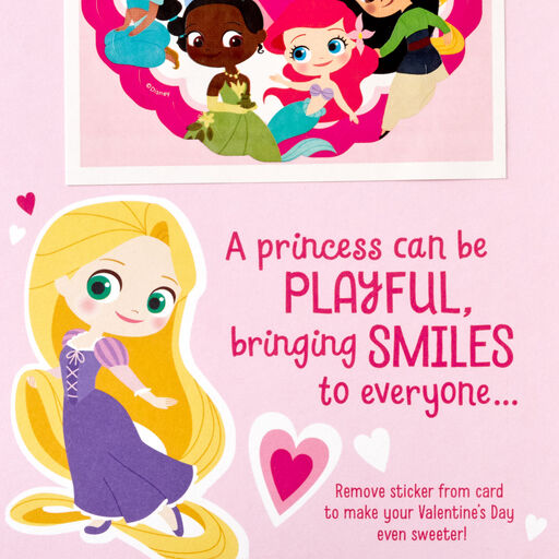 Disney Princess Valentine's Day Card for Granddaughter With Sticker, 