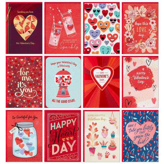 Bold and Bright Assorted Valentine's Day Cards, Pack of 12, , large image number 1