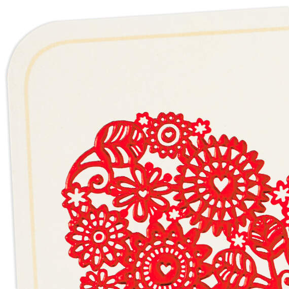 Elegant Red Floral Heart Blank Card, , large image number 3
