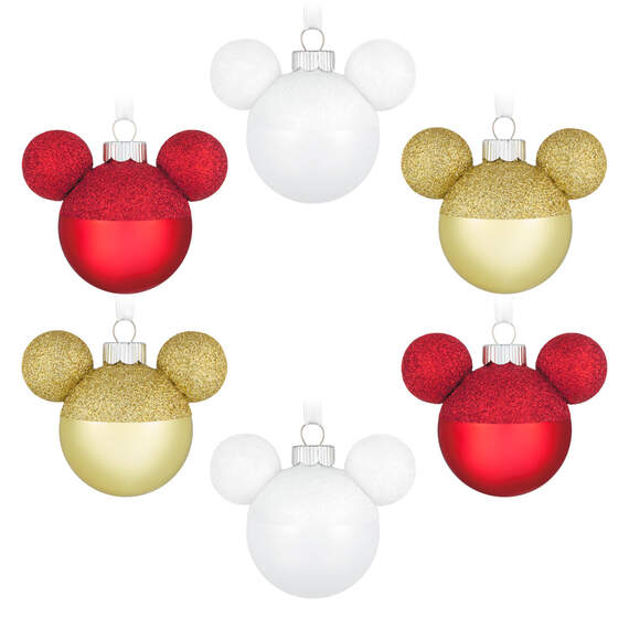 Disney Mickey Mouse Glass Ornaments, Set of 6, , large image number 5