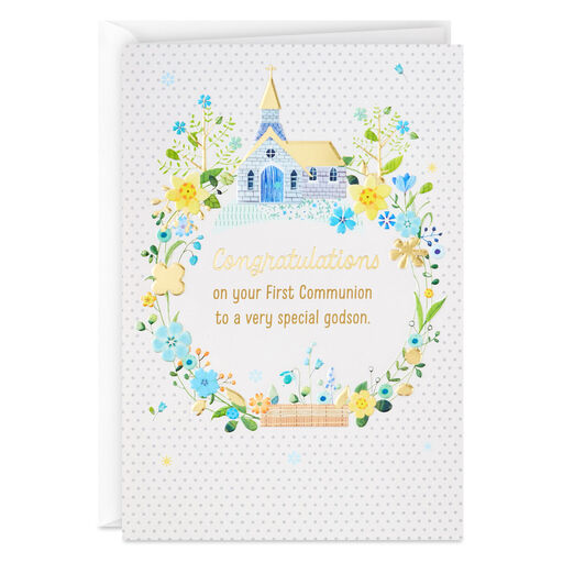 A Happy Day Religious First Communion Card for Godson, 