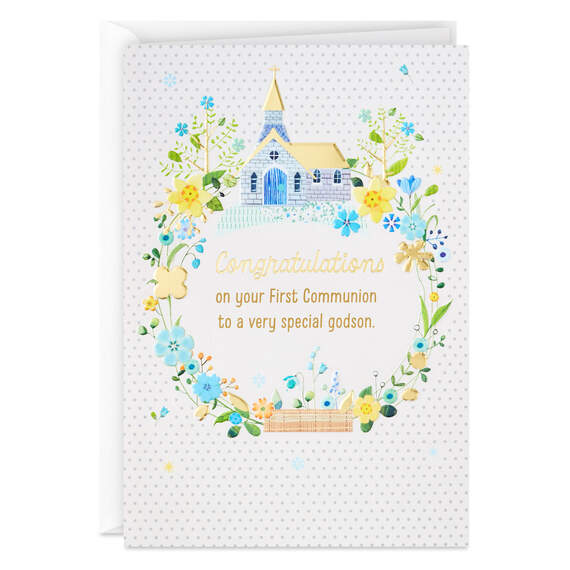 A Happy Day Religious First Communion Card for Godson