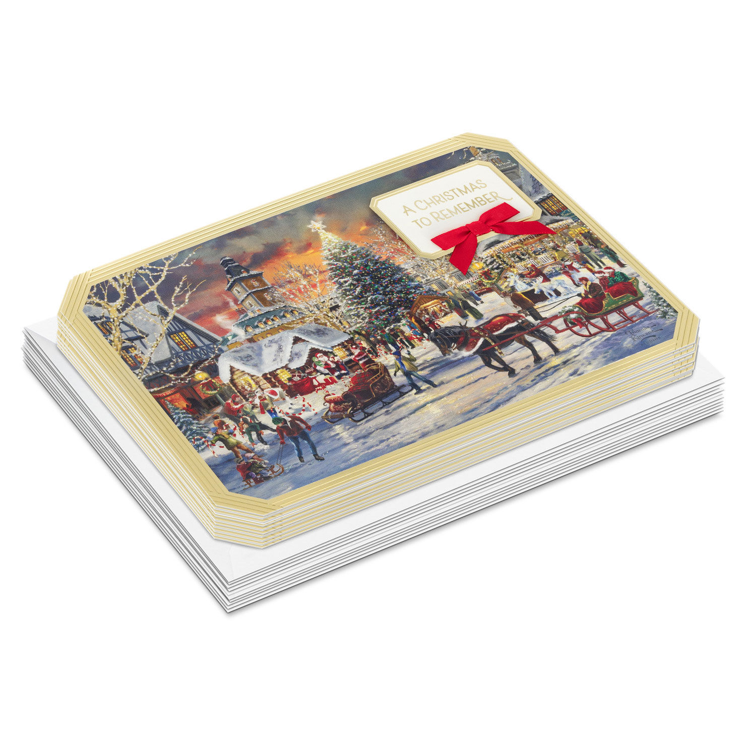Christmas Town at Night Boxed Christmas Cards cards stacked image number 2