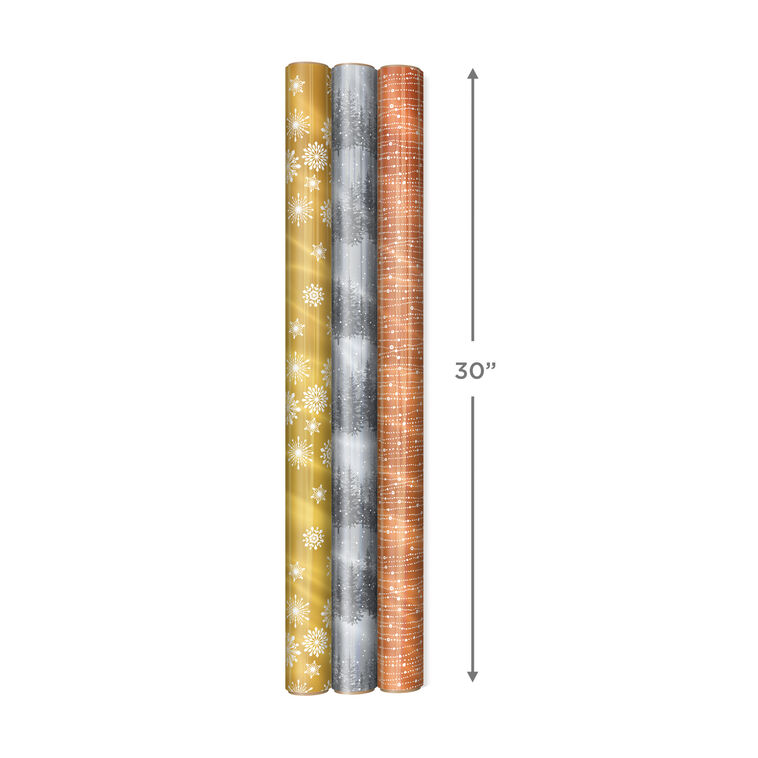 Metallic Mix 3-Pack Assortment Holiday Gift Wrap  image number 4
