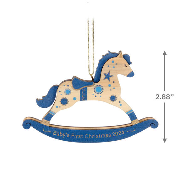 Baby Boy's First Christmas Rocking Horse 2024 Wood Ornament, , large image number 3