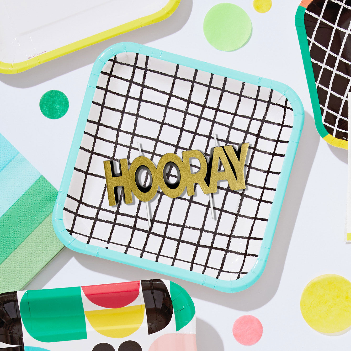 Black and Gold Metallic Hooray Birthday Candle in use image number 2