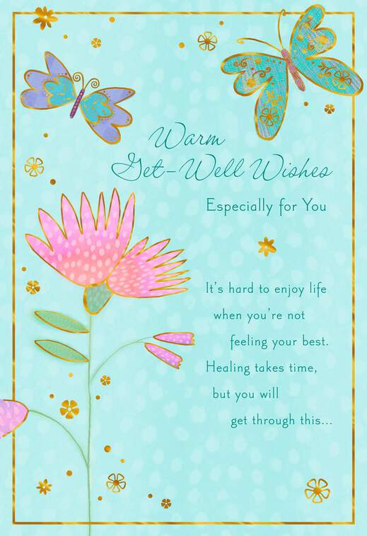 Butterflies and Flower Healing Takes Time Get Well Card, , large image number 1
