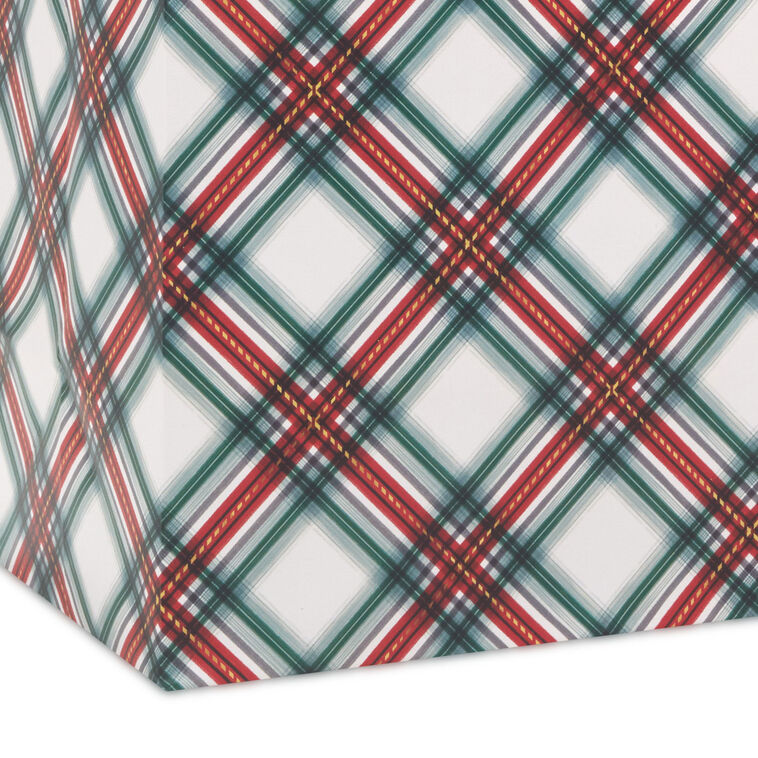 Festive Red and Green Plaid Large Holiday Gift Bag Base/Side Detail image number 5