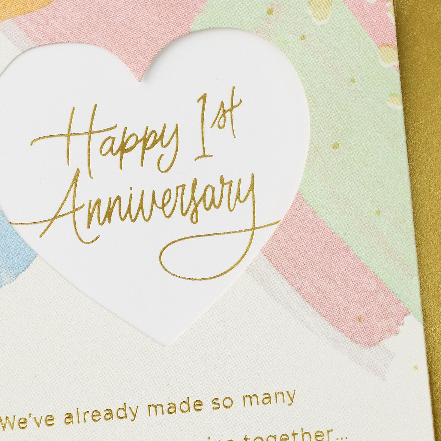 Heart and Pastels 1st Anniversary Card for Spouse Card Front Detail image number 4