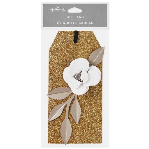 White Rose Gift Tag With Ribbon, 